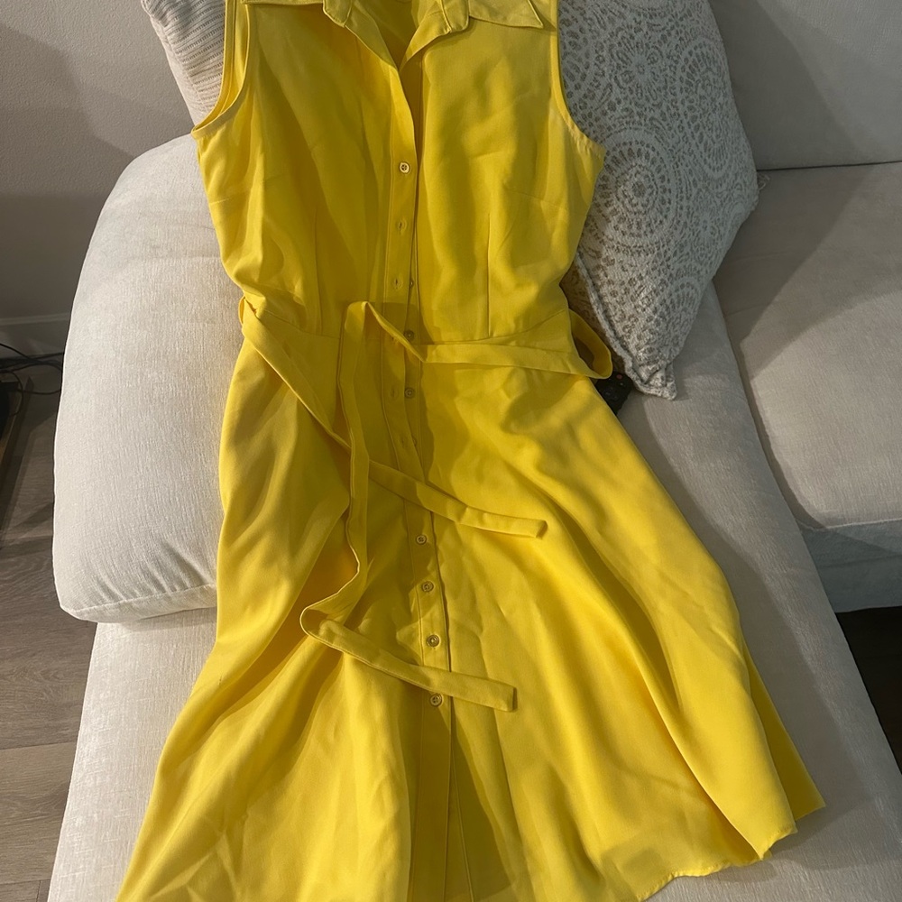 Sharagano Yellow Midi Dress